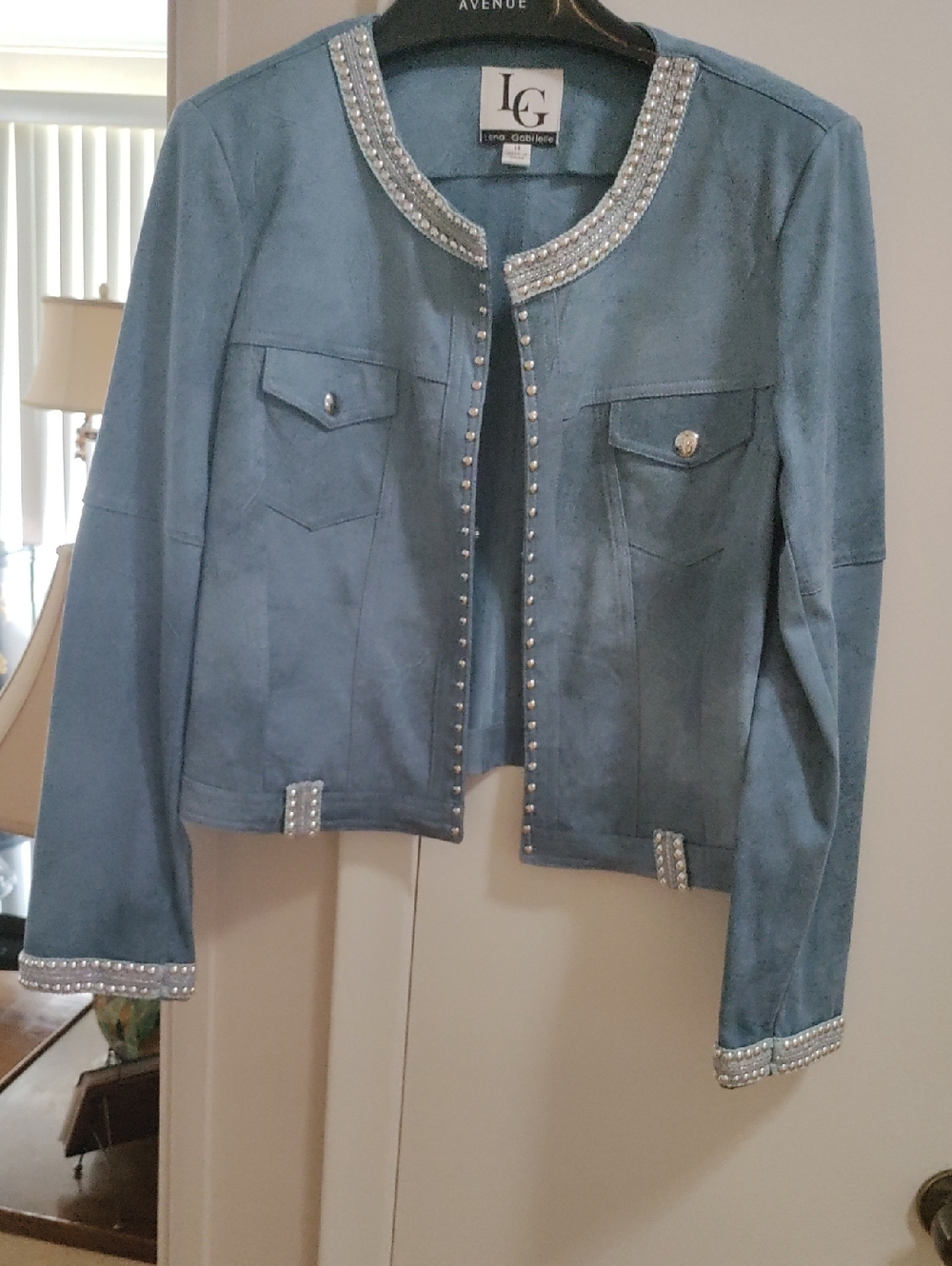 Embellished Light Blue Jacket for Women